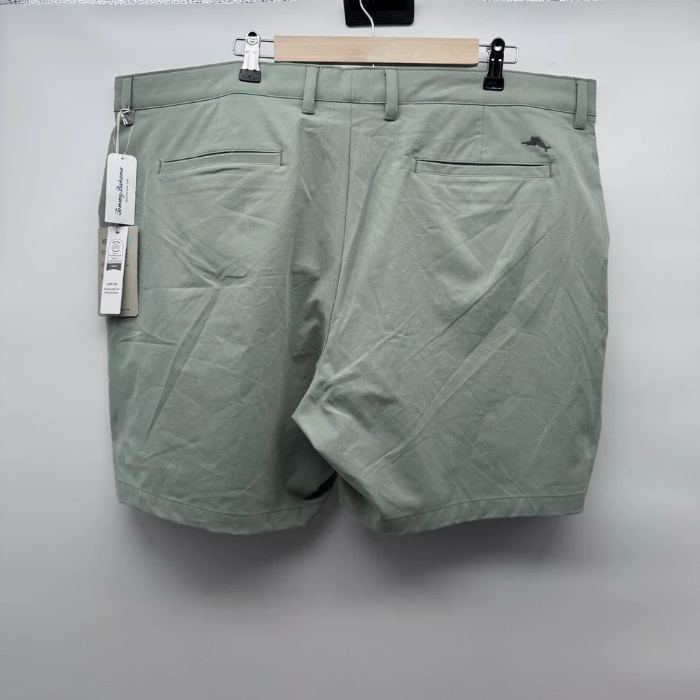 Tommy Bahama Barbados Pro 7 Shorts Men 44 Sea Pine Green IslandZone Stretch NWT